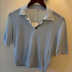 Madewell pale blue Short-Sleeve Polo Sweater Tee